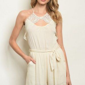 OnetheLand cream Romper with Lace